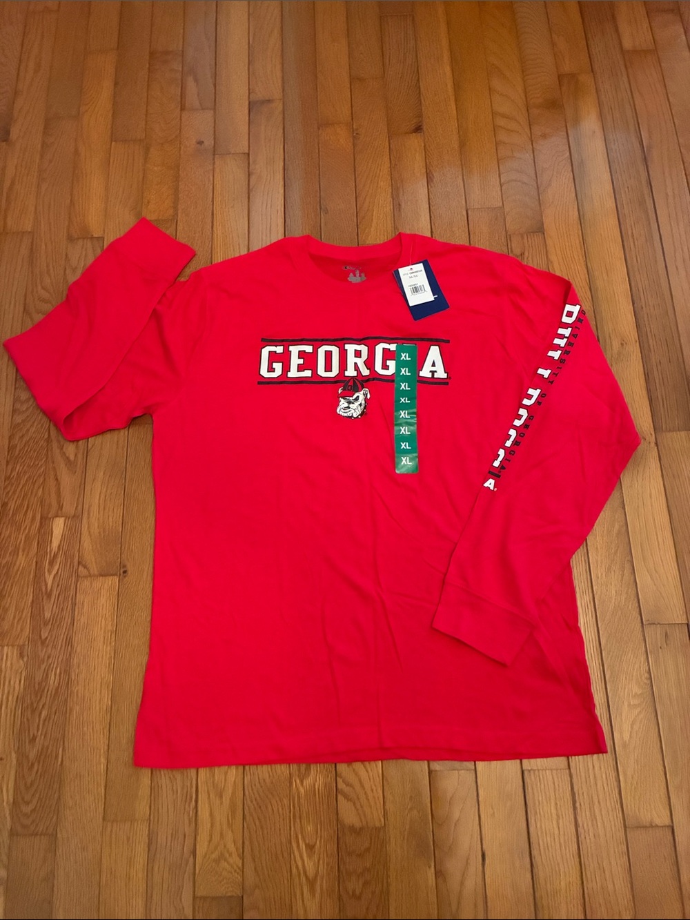 Champion Georgia Long-Sleeve Collegiate Graphic Tee (Red & White)